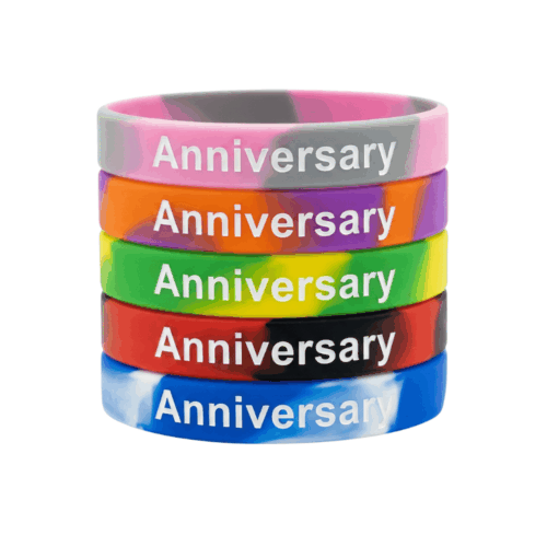 Custom swirled silicone wristband with tie-dye marble camouflage pattern Malaysia