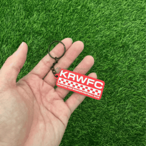 Custom soft PVC rubber keychain with 2D raised logo design made in Malaysia