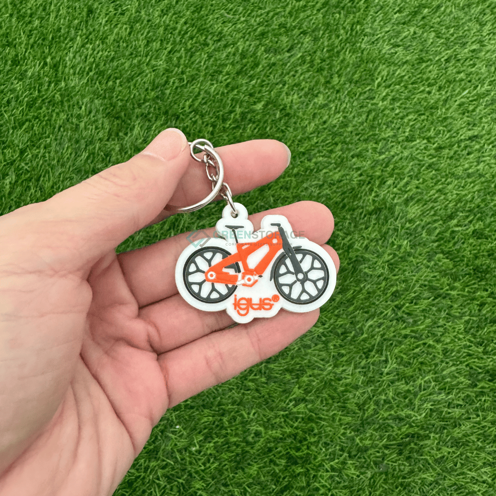 Custom soft PVC rubber keychain with 2D raised logo design made in Malaysia
