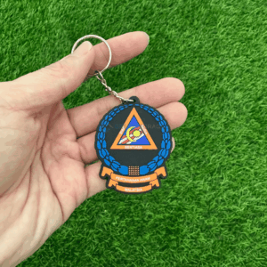 Custom soft PVC rubber keychain with 2D raised logo design made in Malaysia
