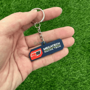 Custom soft PVC rubber keychain with 2D raised logo design made in Malaysia