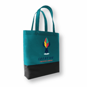 CN13 custom jumbo landscape non woven bag top and bottom mix color 14cm wide base 100gsm