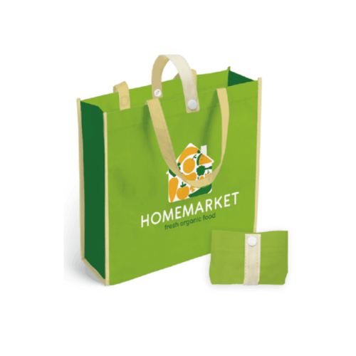 CN23 custom foldable non woven bag wallet style sewing stitched 100gsm button closure