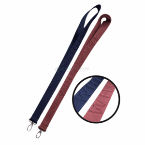 Custom debossed woven lanyard with engraved tone-on-tone logo effect luxury style Malaysia