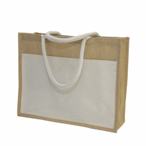 Custom large jute bag with canvas pocket JB03 A3 size hamper bag printing Malaysia