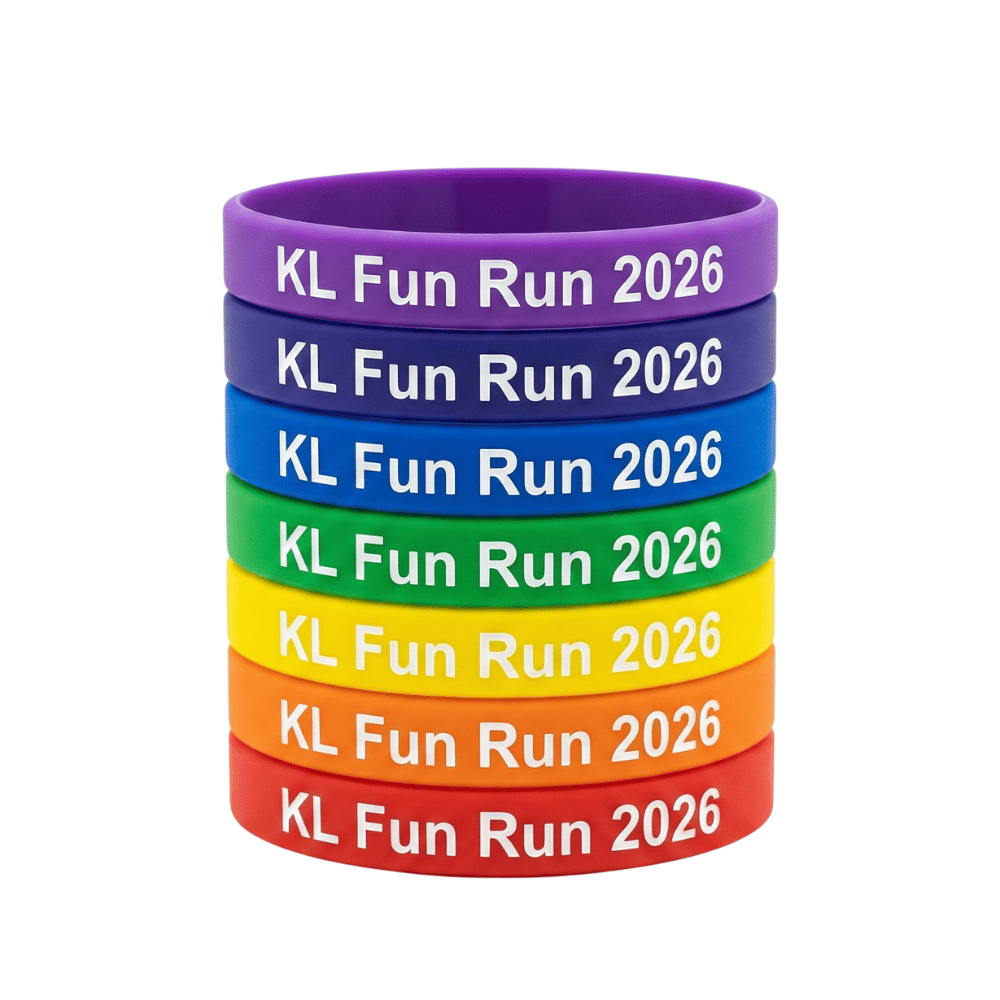 Custom colour filled debossed silicone wristband ink injected logo high contrast Malaysia