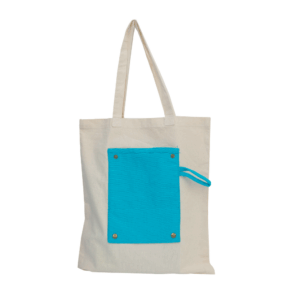CB05 ready stock foldable canvas bag with pocket 8oz cotton shopping tote