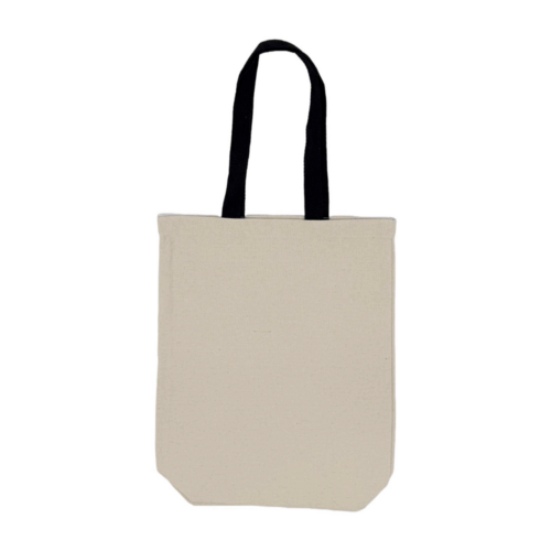 CB26 ready stock 12oz canvas bag with coloured handle matching corporate logo